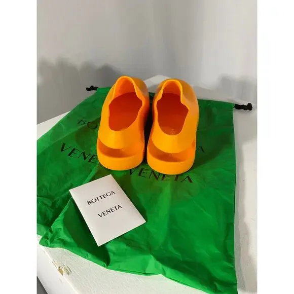 Bottega Veneta 'Puddle' Orange Rubber Mules Size 38